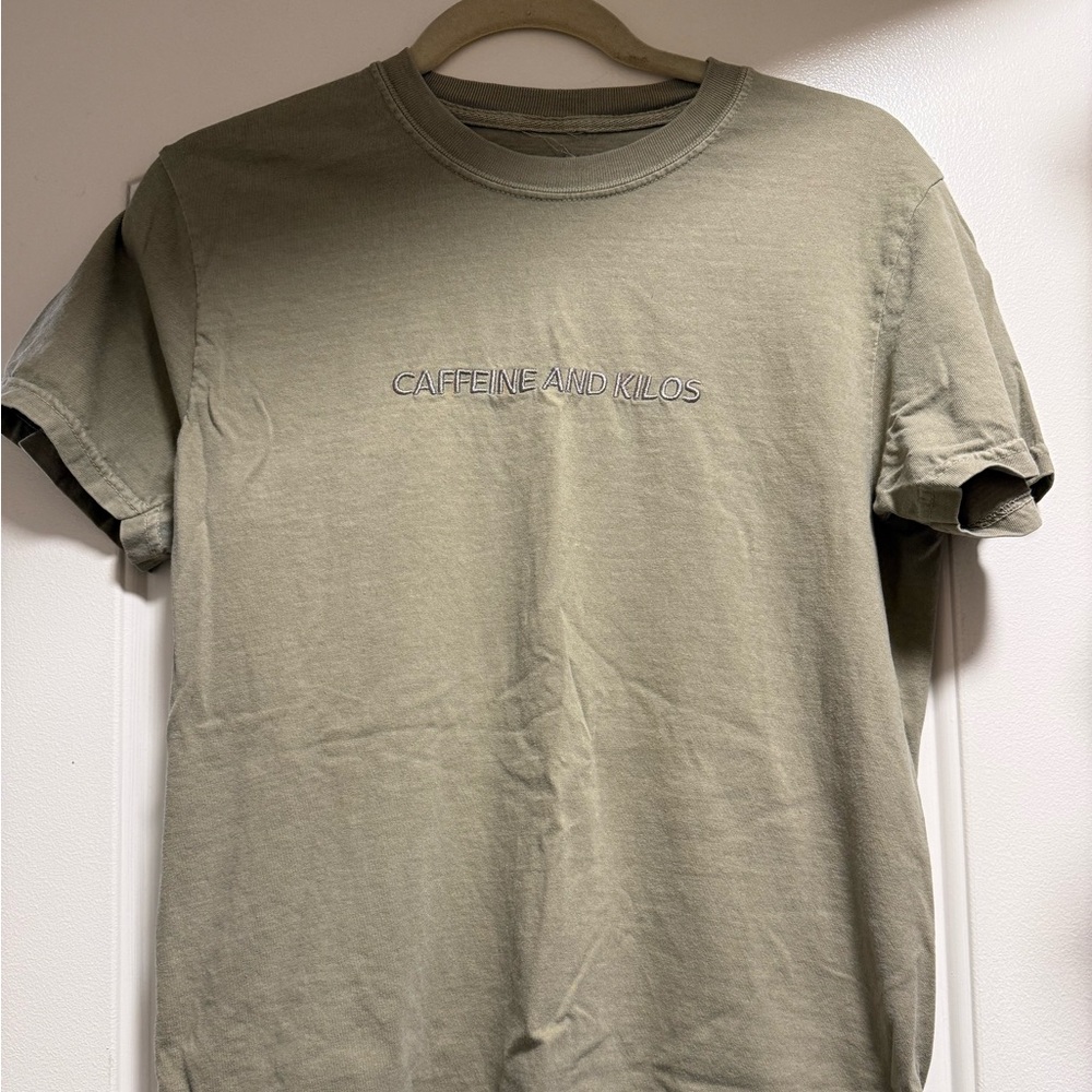Caffeine and Kilos Khaki Embroidered Lifestyle Tee